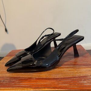 Zara Black Patent Slingback Heels